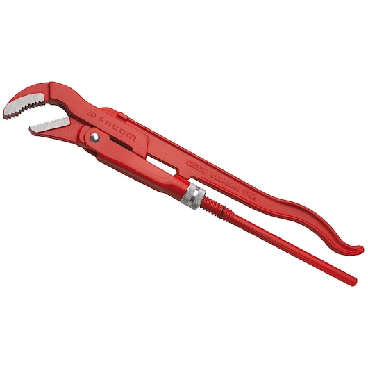 Facom red adjustable pipe wrench, SKU 120A_1P1_2, side view on white background.