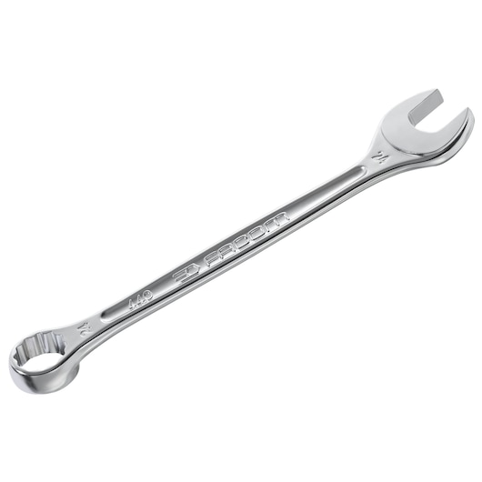 Photo of Facom 440_11_16 combination wrench with polished chrome finish, angled on white background.