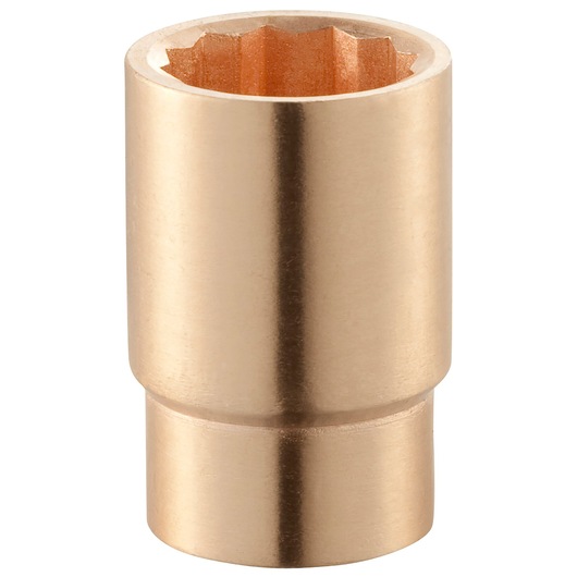 Facom K.1P5/16SR copper alloy socket, cylindrical shape, shown on white background, photography.