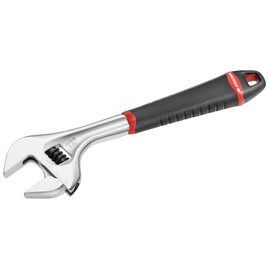 Facom adjustable wrench with black and red handle, photography, SKU 101_15G, side angle on white background.