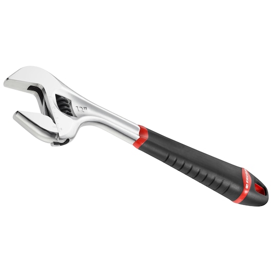 Facom 101_15G adjustable wrench with black and red ergonomic handle, side angle on white background.