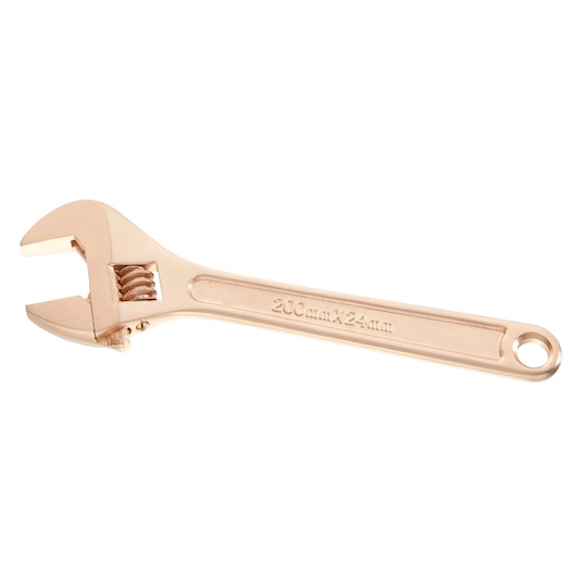 Facom adjustable wrench 113A_12SR, gold finish, side angle on white background.