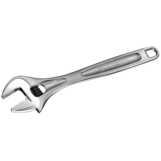 Photo of Facom adjustable wrench, SKU 113A_6C, silver hand tool on white background, side angle.