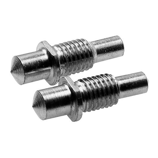 Facom 117E2 steel threaded pins, photography of two pieces on white background.