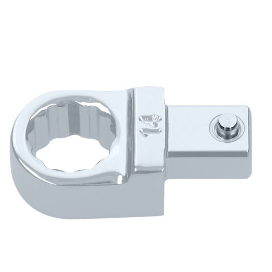 Facom chrome-plated open-box wrench adapter 12-point for ratchet with square drive, side view, 12_14.