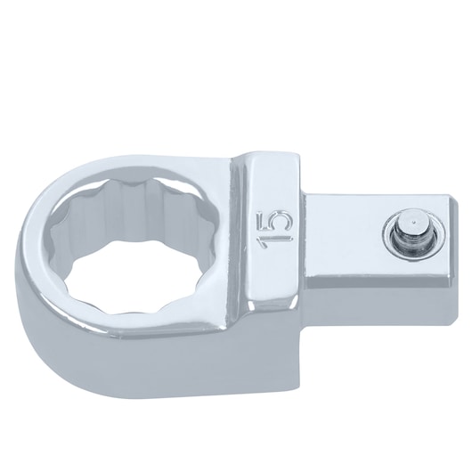 Facom 12_15 chrome finish crowfoot wrench, 15mm, shown from top on white background.