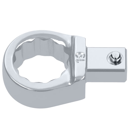 Facom chrome-finish socket head attachment, SKU 12_19, tool photography, top angle on white background.