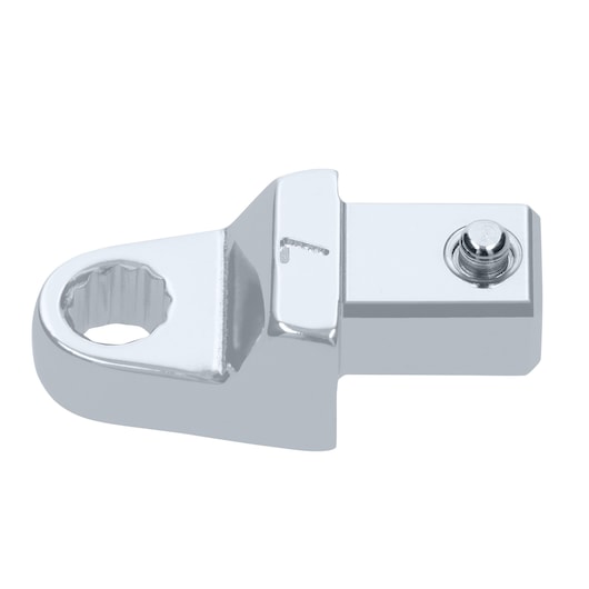 Facom 12_7 chrome-finished socket adapter, square and ringed ends, side view on white background.