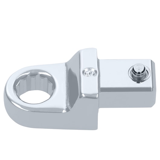 Facom 12_9 chrome socket adapter photography, white background, side angle.