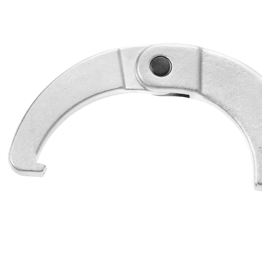 Photo of Facom 125A_50 silver hook spanner tool, side angle on white background.