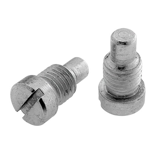 Facom 126E80 metal slotted screws photography, side angle on white background.