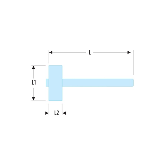 Facom graphics SKU 1263H_400 schematic of a hammer with labeled dimensions L, L1, and L2, side view.