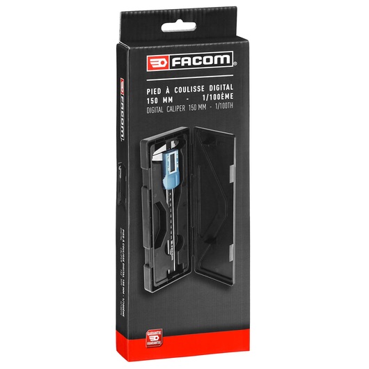 Facom 1300EAPB digital caliper 150 mm packaging, front angle with product case photo.