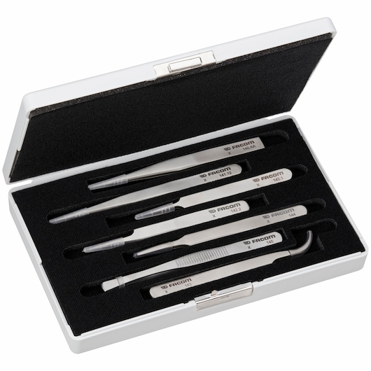 High precision tweezers, set of 7 pieces