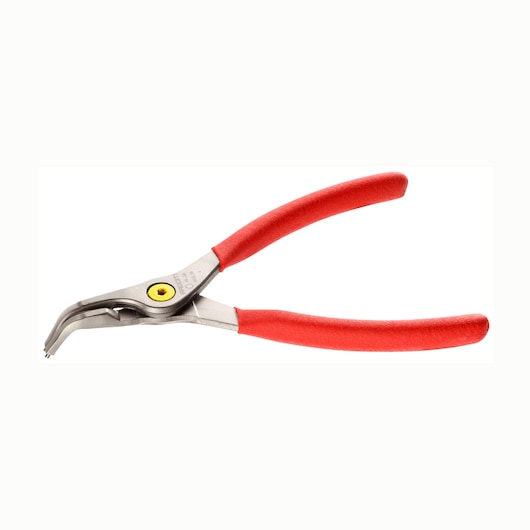 Facom 167A23 bent nose pliers with red handles, side view on white background.