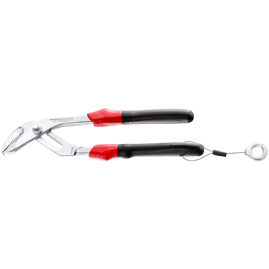 Facom 180_CPESLS adjustable pliers with black and red handles, side view, attached safety loop.
