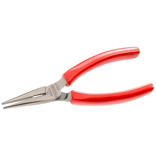 Facom long nose pliers with red handles, SKU 193A_16G, tool category, side angle photo on white background.