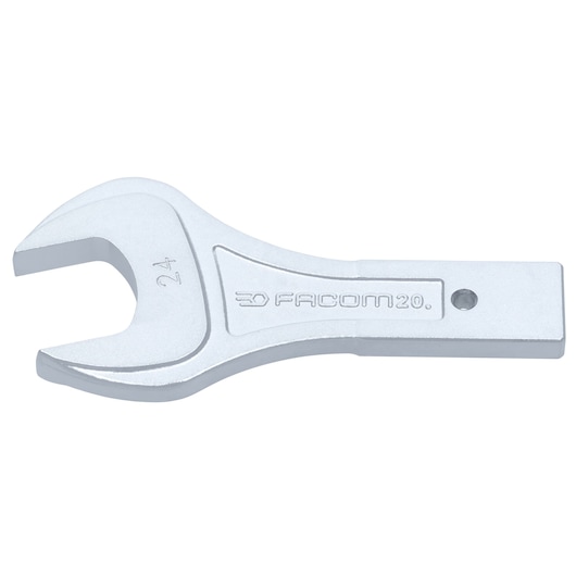 Facom 20_24 open-end wrench with 24 mm size, silver finish, side view on white background.