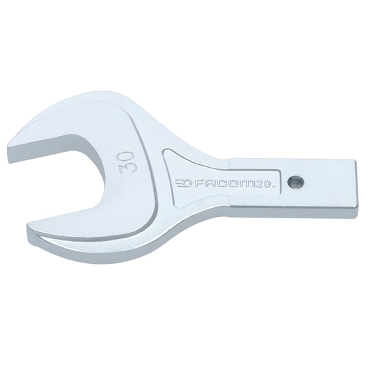 Facom 20_30 silver open-end wrench head, photographed from front on white background.