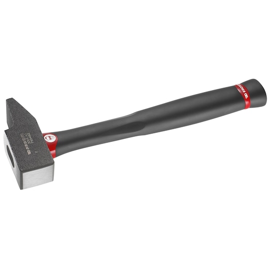 Photo of Facom 200C_36 black machinist hammer with square head and ergonomic handle, side angle on white background.