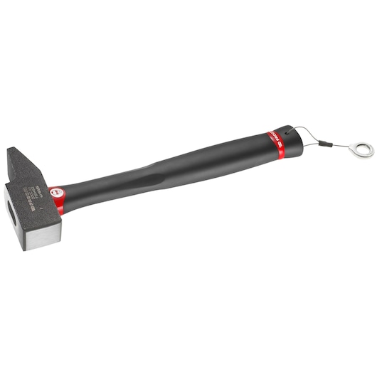 Facom 200C_40SLS black and silver sledge hammer with lanyard, photographed from side angle on white background.