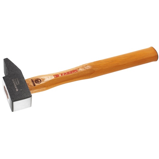 Facom 200H.50PB hammer with wooden handle and square steel head, side angle, photography
