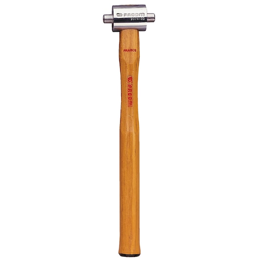 Facom SKU 207A50 cross-peen hammer with wooden handle, front angle, on white background.