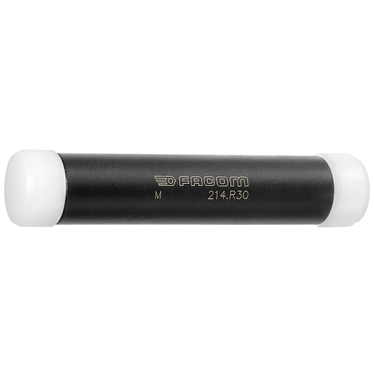 Facom 214_R20 black cylindrical tool handle with white end caps, side angle on white background.