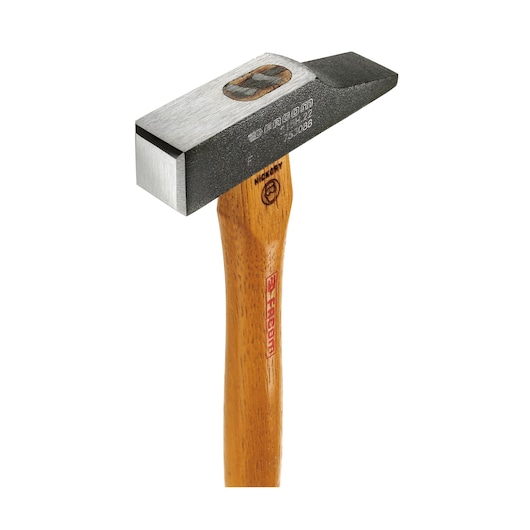 Photo of Facom 215H_22 carpenters hammer with wooden handle, steel head, left angle on white background.