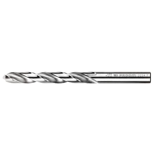 Facom 222A_T10_2 high-speed steel twist drill bit, silver color, side view on white background.