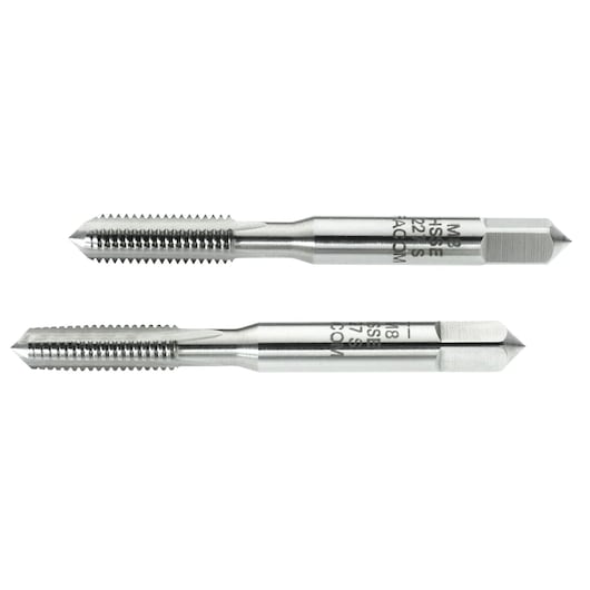 Facom 227_S8X125T2 metal threading taps set, silver finish, front angle on white background.