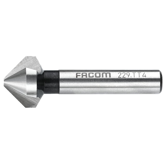 Facom 229_TT4 countersink bit, silver metal, side angle on white background.