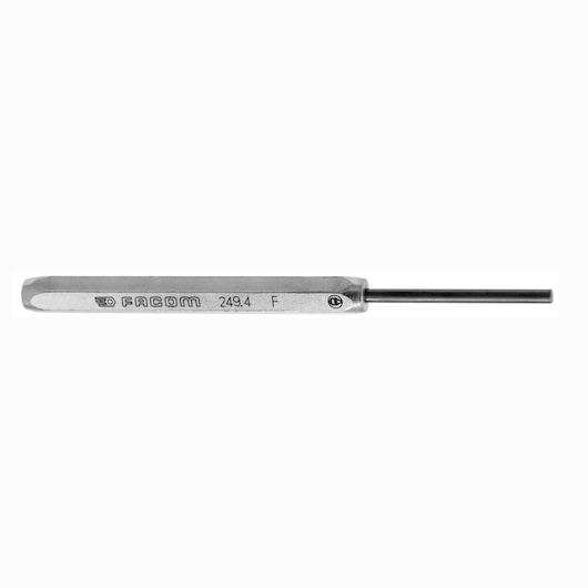 Facom 249_3 metal pin punch tool, side view, with hexagonal handle and cylindrical tip on white background.