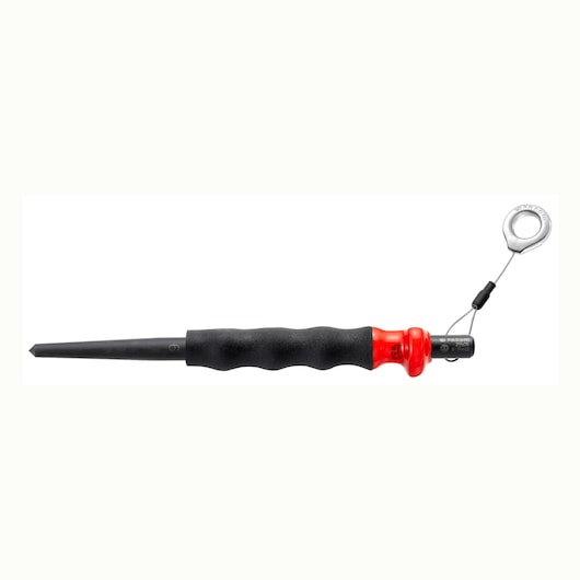 Facom 255_G6SLS tapered drift punch with black handle, red end, and lanyard loop, side view on white background.