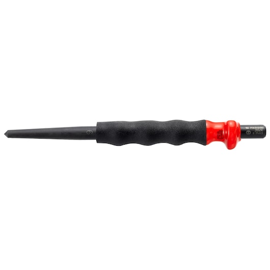 Facom 255_G8 tapered punch tool with black textured grip and red handle, side view on white background.