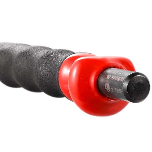 Facom flexible shaft tool with textured black grip and red collar, close-up angle, 263G22SLS.