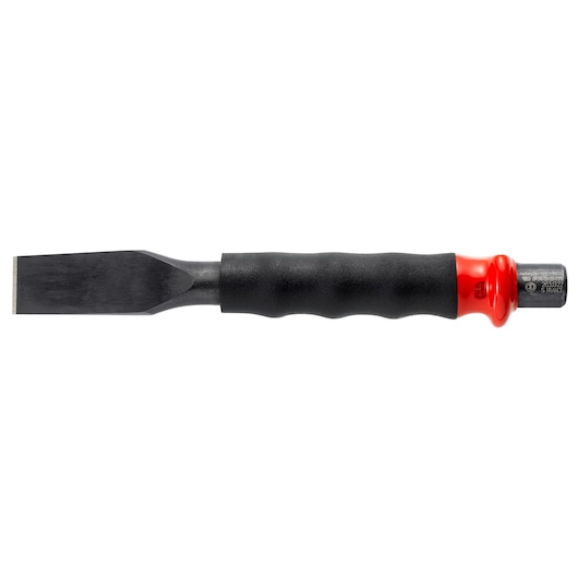 Facom 263_G22 chisel with black ergonomic handle and red end, side view, on white background.