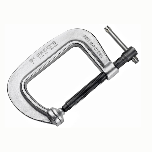 Facom 271A_100 steel C-clamp with screw handle, close-up product photo on white background.