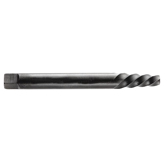 Facom 285_14 metal screw extractor, side view, black steel finish, spiral flutes, white background.