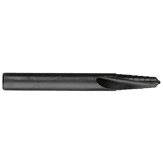 Facom 285_F5 metal screw extractor tool, side angle, black finish, photography with white background.