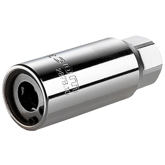Facom chrome spark plug socket, SKU 287B_14, cylindrical shape, angled on white background.