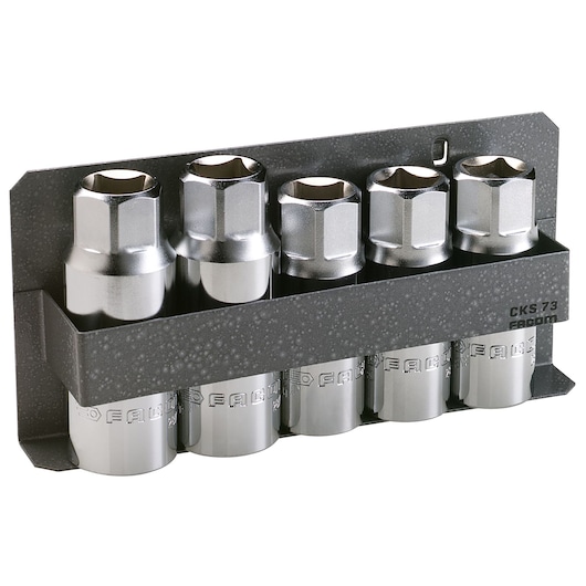 Set of roller-type stud drivers, 5 piece hangable set, M6 M7 M8 M9 M10
