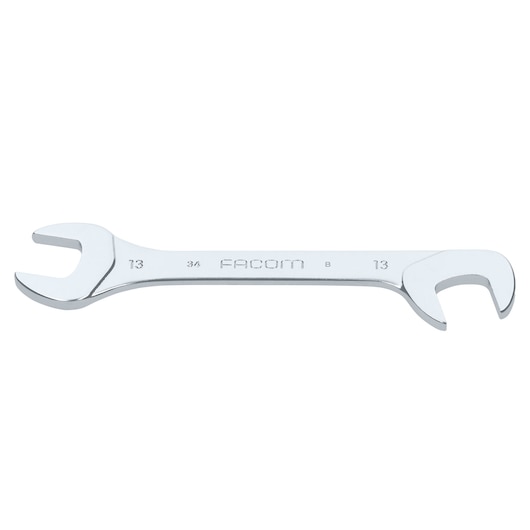 Facom 34_13 chrome open-end wrench, front angle, tool category photography