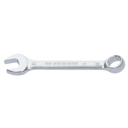 Facom 39_11 combination wrench, silver finish, product photography on white background, side view.