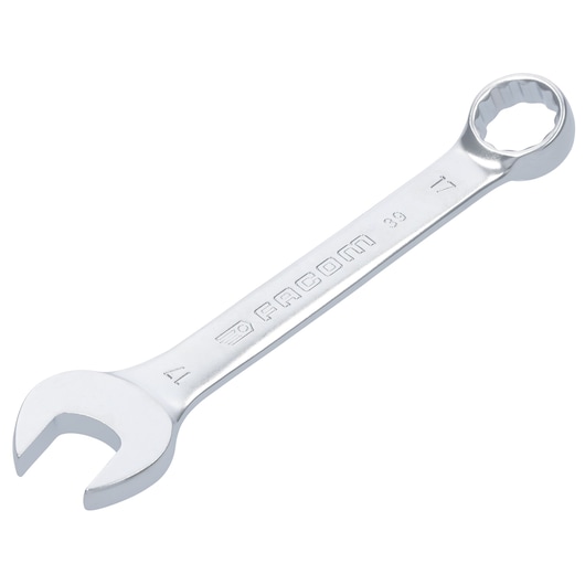 Photo of Facom 39_17 combination wrench, silver, angled on white background.