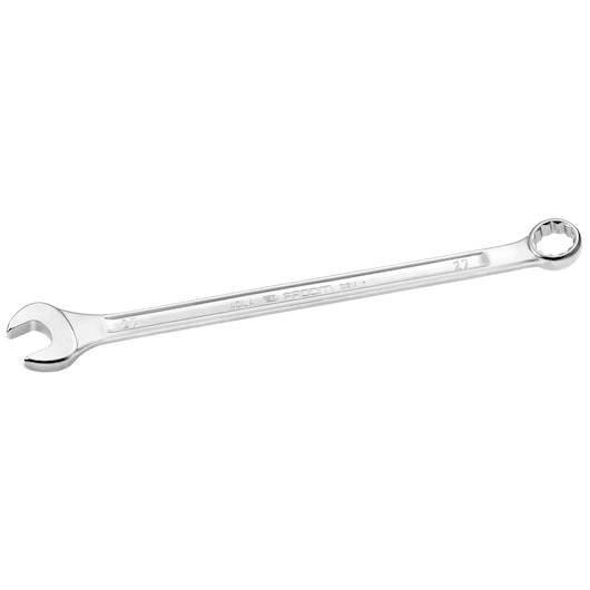 Facom 40_23LA combination wrench with open-end and box-end, silver finish, product laid flat on white background.