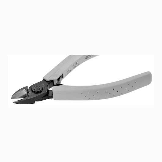 Facom 405_12MT side cutter pliers with grey ergonomic handles, angled view on white background.