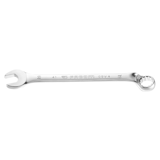 Photo of Facom 41_19 combination wrench, chrome finish, flat angle on white background.