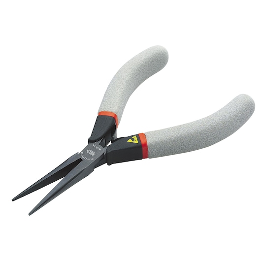 Facom 432_LE long nose pliers with grey handles, front angle, tool category.