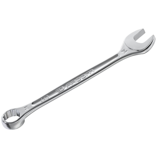Facom 440.13/16 combination wrench, polished chrome finish, top angle on white background.